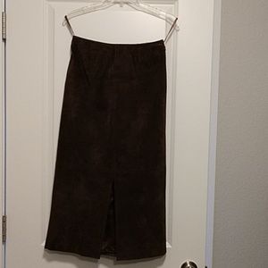 Chocolate brown suede skirt